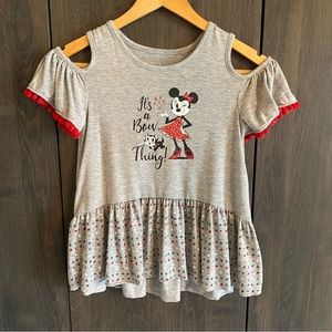 Disney Cold Shoulder Top Girls Size Medium Grey.